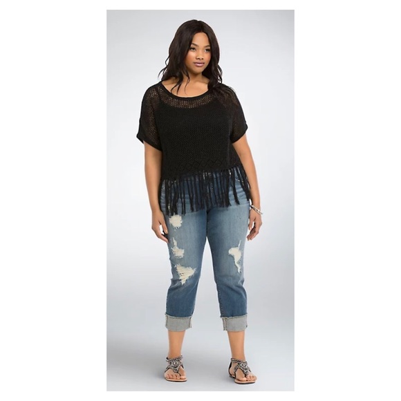 Torrid open stitch fringe crop top - Picture 10 of 10